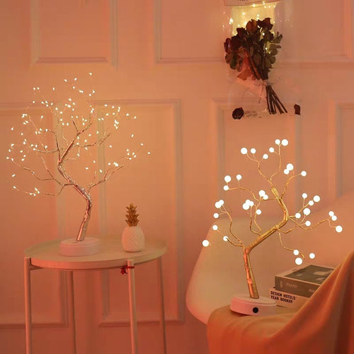 CozyLuxe™ LED Fairy Tree Lamp – Copper Wire Bedroom Night Light