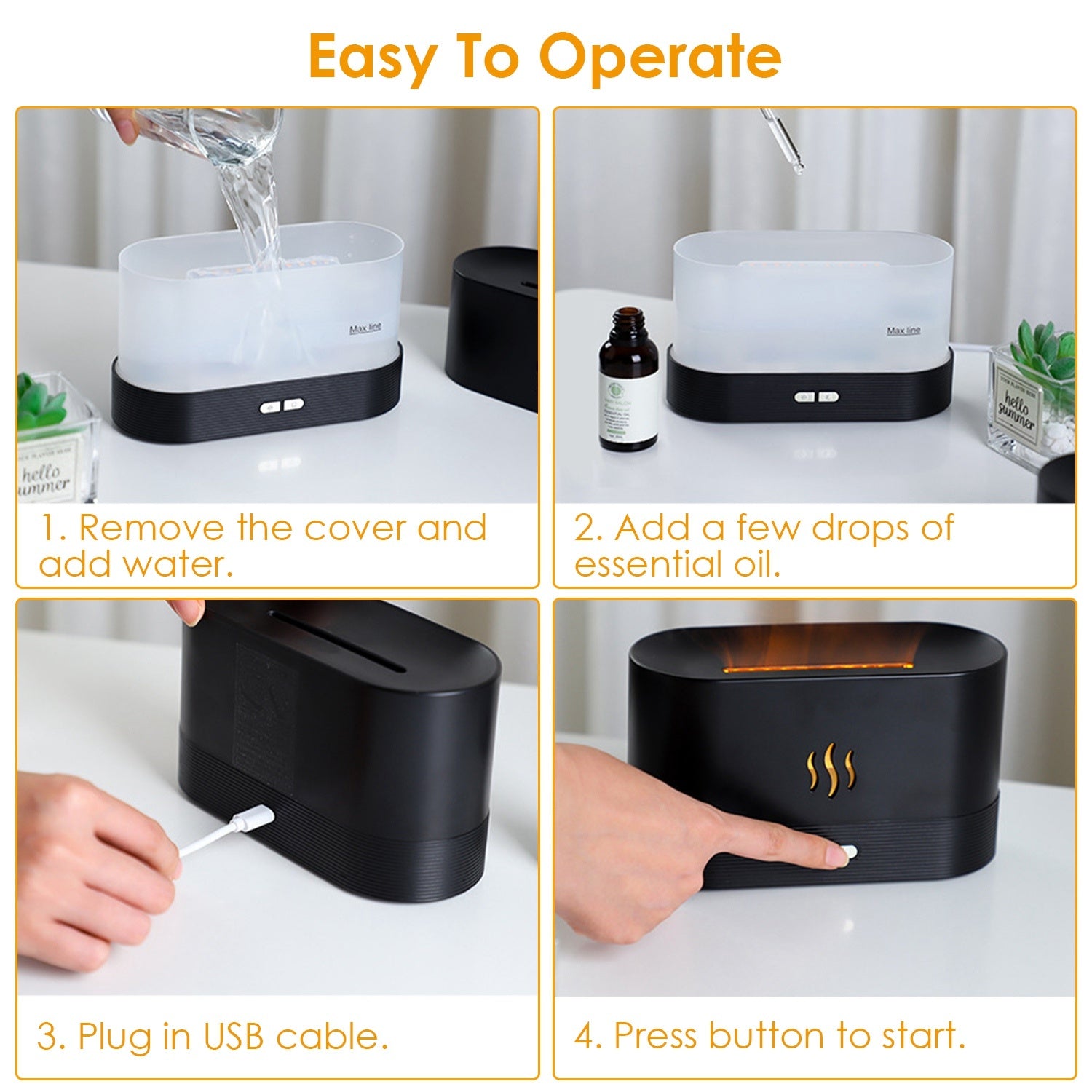 Simulated Flame Mist Humidifier