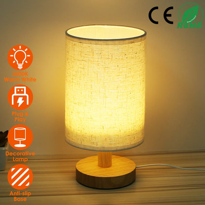 Warm White Bedside Lamp – Modern USB Plug Night Light for Cozy Bedrooms