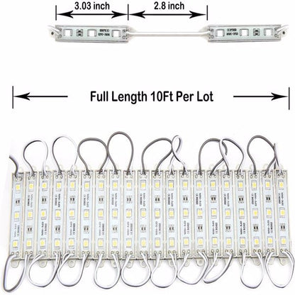 LED Waterproof Module Light – 60 LEDs, 10ft White Light Strip (IP65, DC 12V)