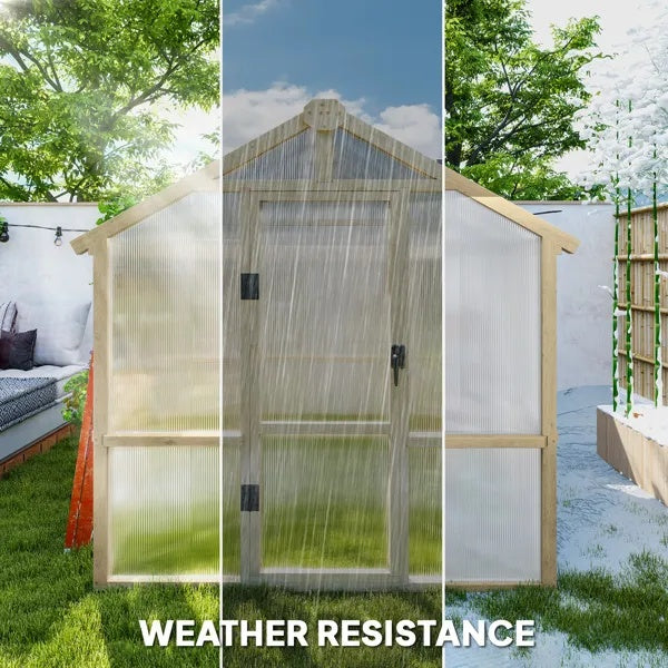 Premium Outdoor Wooden Greenhouse – All-Season Plant Shelter with Polycarbonate Panels