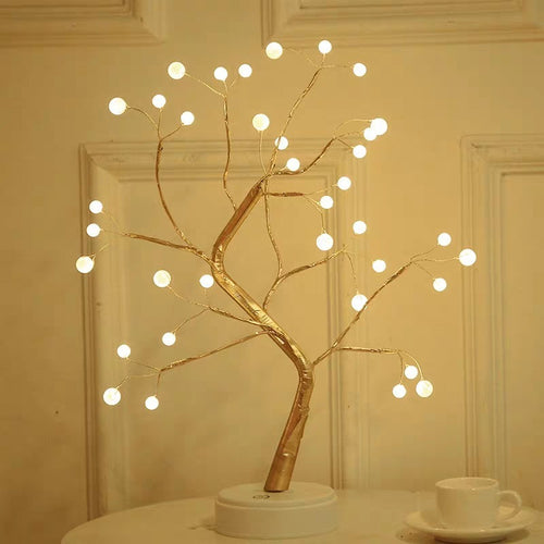 CozyLuxe™ LED Fairy Tree Lamp – Copper Wire Bedroom Night Light