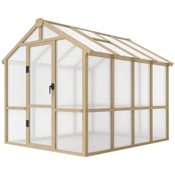 Premium Outdoor Wooden Greenhouse – All-Season Plant Shelter with Polycarbonate Panels