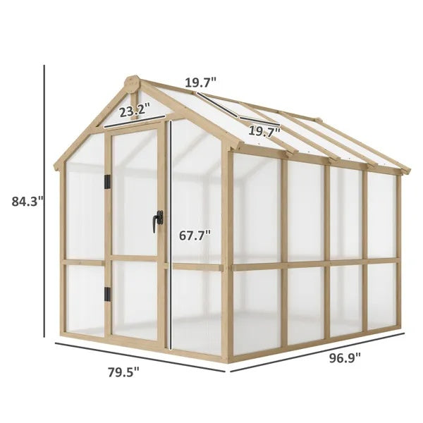 Premium Outdoor Wooden Greenhouse – All-Season Plant Shelter with Polycarbonate Panels