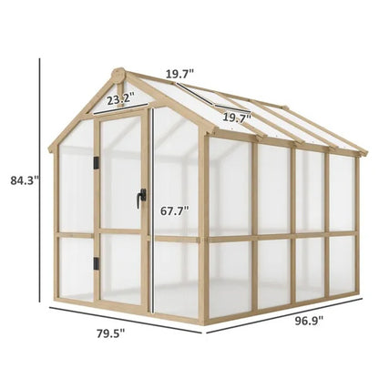 Premium Outdoor Wooden Greenhouse – All-Season Plant Shelter with Polycarbonate Panels