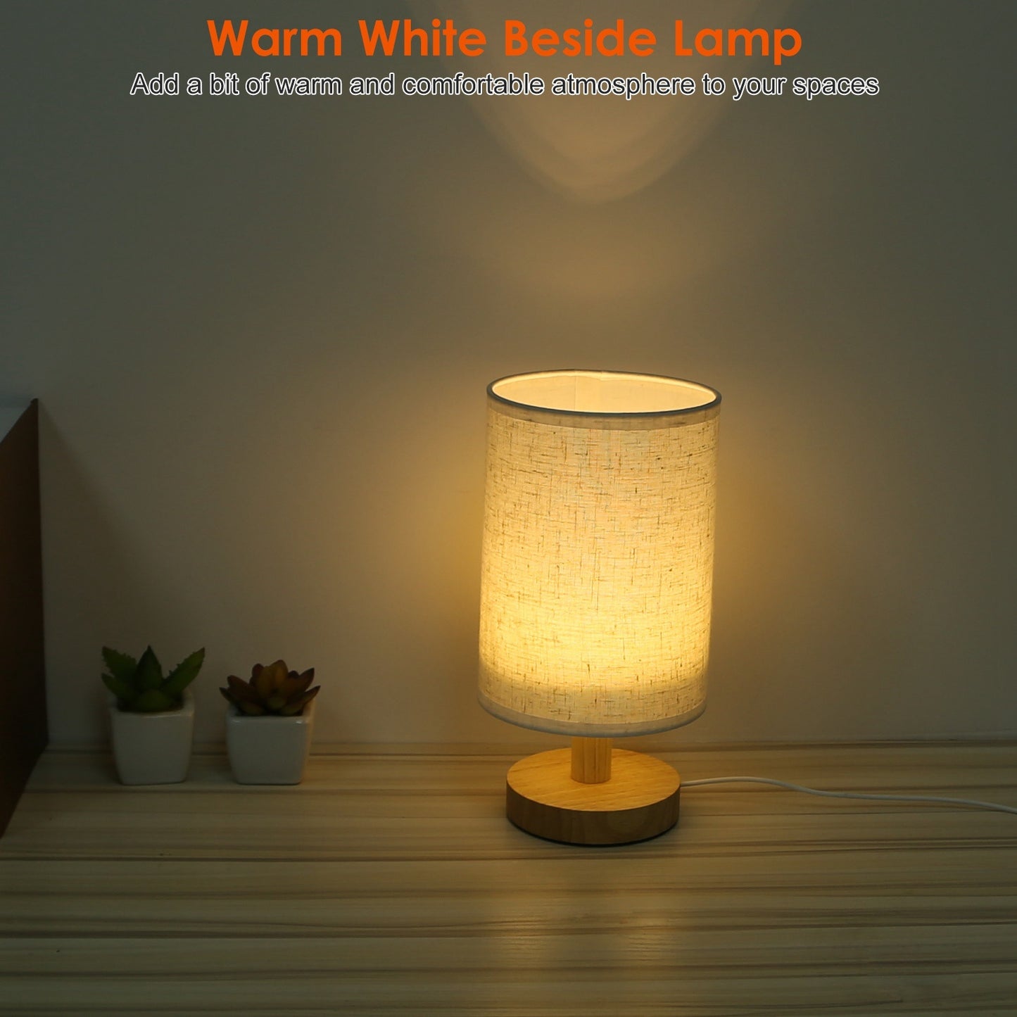 Warm White Bedside Lamp – Modern USB Plug Night Light for Cozy Bedrooms