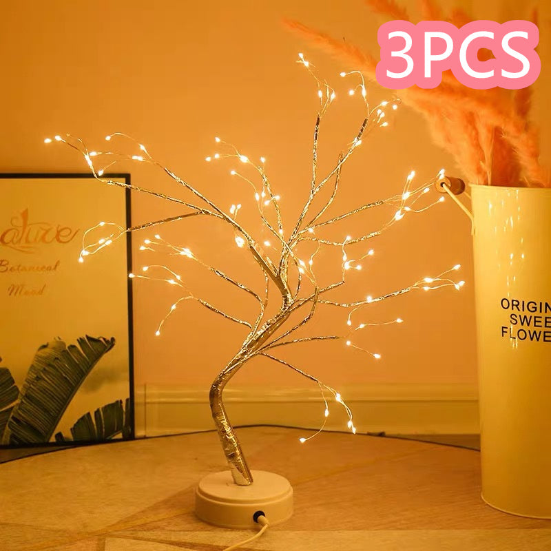 CozyLuxe™ LED Fairy Tree Lamp – Copper Wire Bedroom Night Light