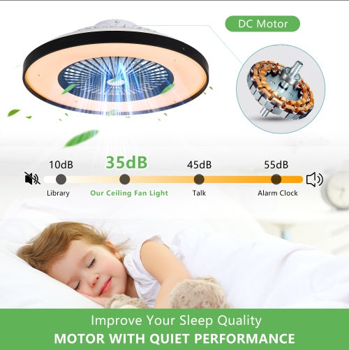 Smart RGB LED Ceiling Fan Light with Remote & Bluetooth App Control – Modern Ceiling Lamp
