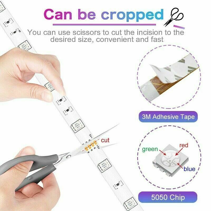 RGB LED Strip Lights with Bluetooth & Remote – Smart TV Backlight & Room Decor