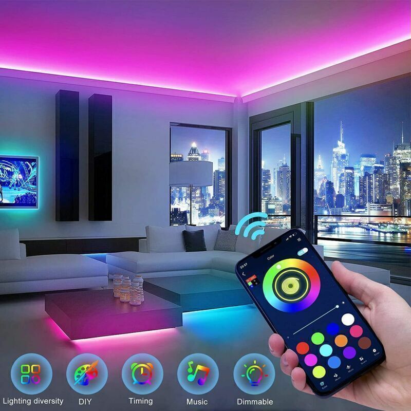 RGB LED Strip Lights with Bluetooth & Remote – Smart TV Backlight & Room Decor