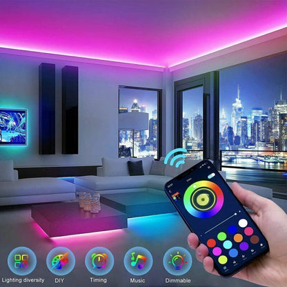 RGB LED Strip Lights with Bluetooth & Remote – Smart TV Backlight & Room Decor