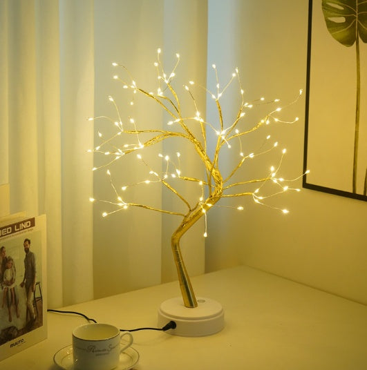 CozyLuxe™ LED Fairy Tree Lamp – Copper Wire Bedroom Night Light