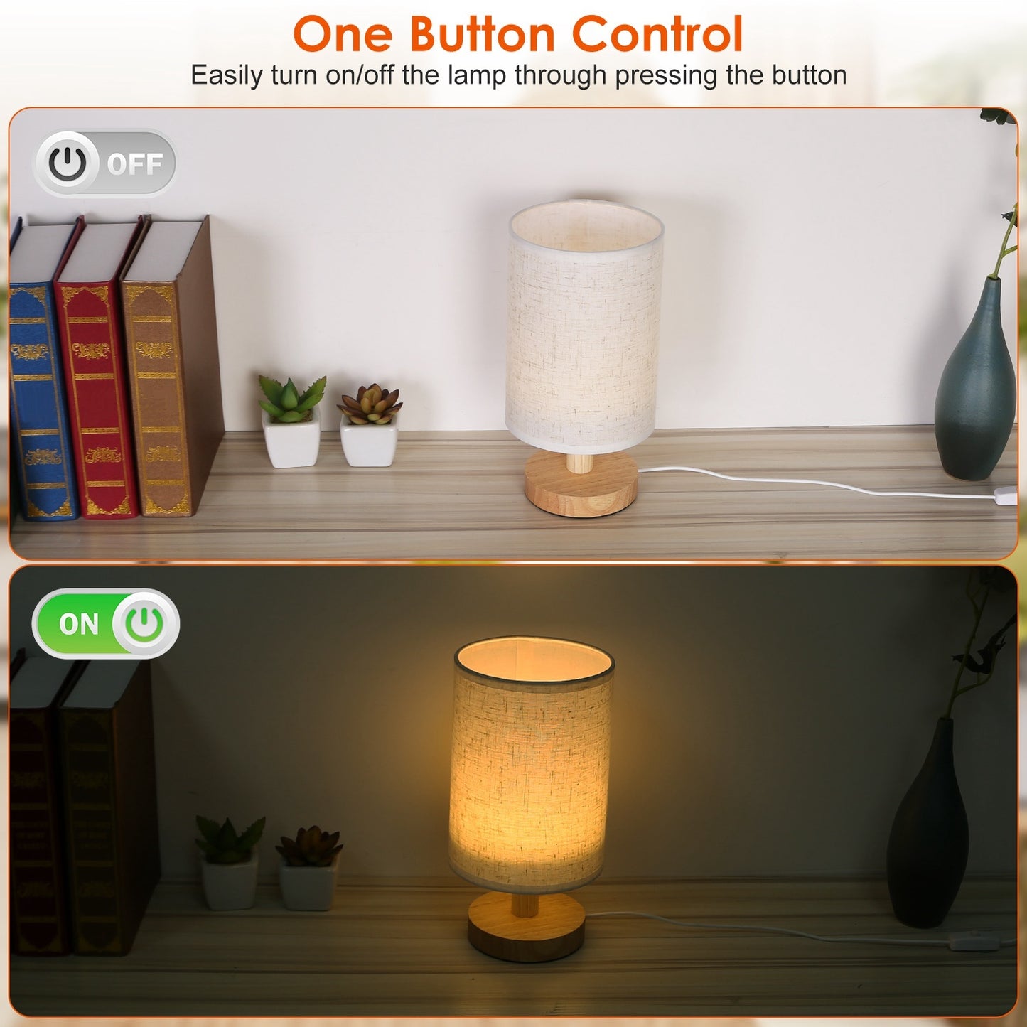 Warm White Bedside Lamp – Modern USB Plug Night Light for Cozy Bedrooms
